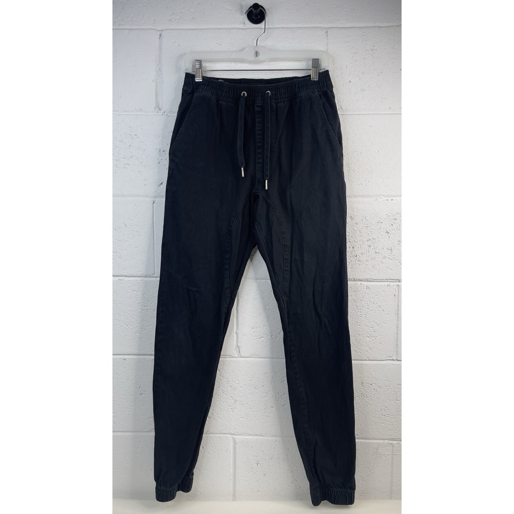ZANEROBE Jogger Pants Men Size 30x30 Black Elastic Waist Drawstring Cuffed Chino